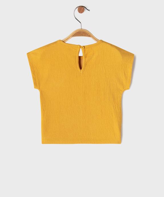 Tee-shirt manches courtes avec broderie poitrine bébé fille vue3 - GEMO(BEBE DEBT) - GEMO