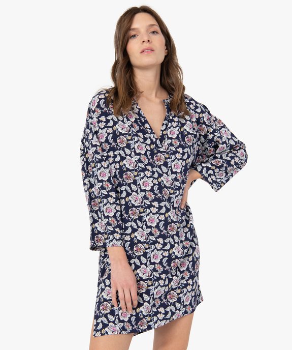 Chemise de nuit femme à manches 3/4 vue1 - GEMO(HOMWR FEM) - GEMO