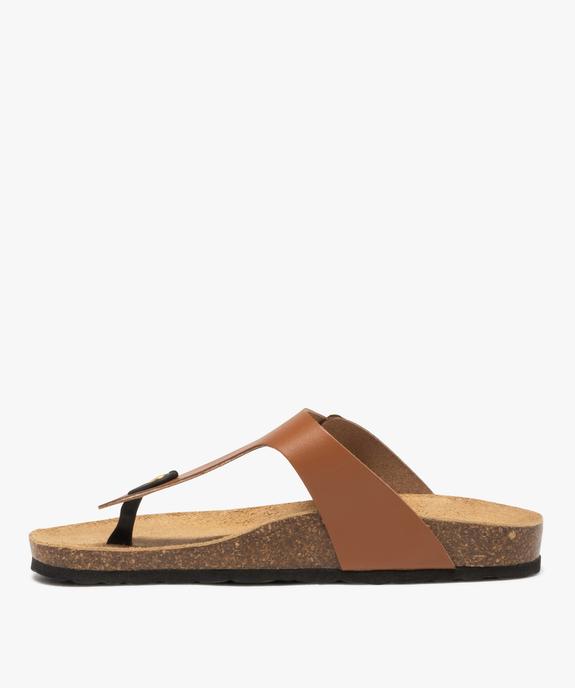 Mules femme en cuir uni à entre-doigts et à boucle vue4 - GEMO (CASUAL) - GEMO