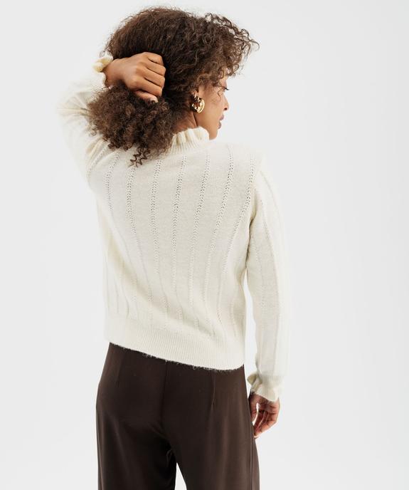 Pull en maille ajourée avec finitions froncées femme vue4 - GEMO(FEMME PAP) - GEMO