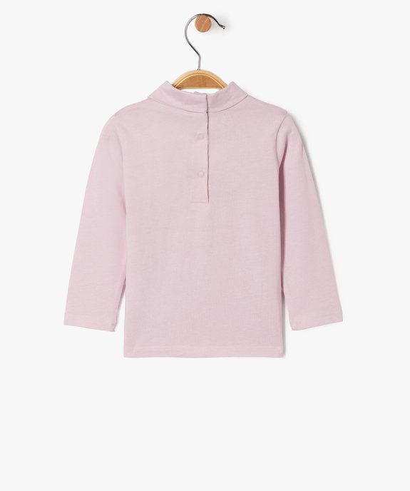 Tee-shirt manches longues et col roulé imprimé bébé fille vue3 - GEMO(BEBE DEBT) - GEMO