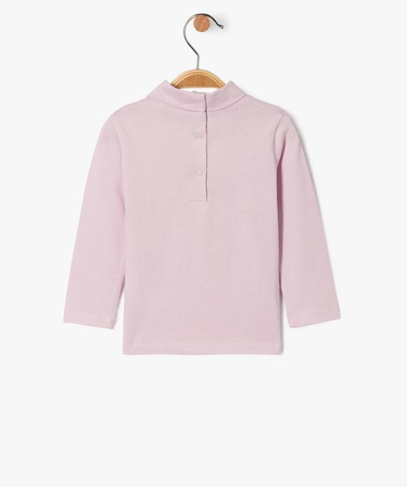Tee-shirt manches longues et col roulé imprimé bébé fille vue3 - GEMO(BEBE DEBT) - GEMO