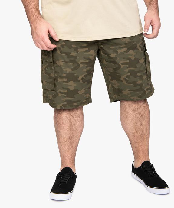 Bermuda homme grande taille multipoches imprimé vue1 - GEMO (HOMME) - GEMO