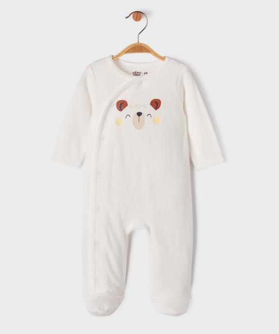 Pyjama dors-bien en velours fermeture devant bébé vue4 - GEMO 4G BEBE - GEMO