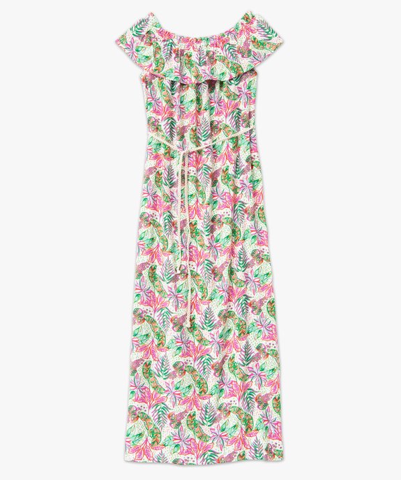 Robe femme longueur chevilles avec col Bardot à volant vue4 - GEMO 4G FEMME - GEMO
