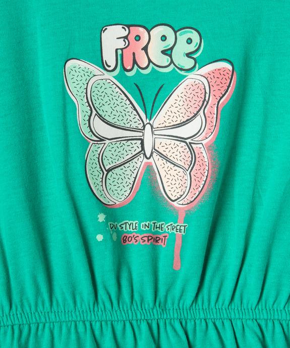 Robe à manches courtes en coton avec motif sur le buste fille vue2 - GEMO 4G FILLE - GEMO