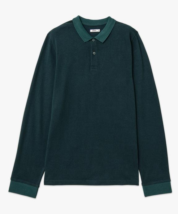 Polo à manches longues en maille piquée bicolore homme vue4 - GEMO (HOMME) - GEMO