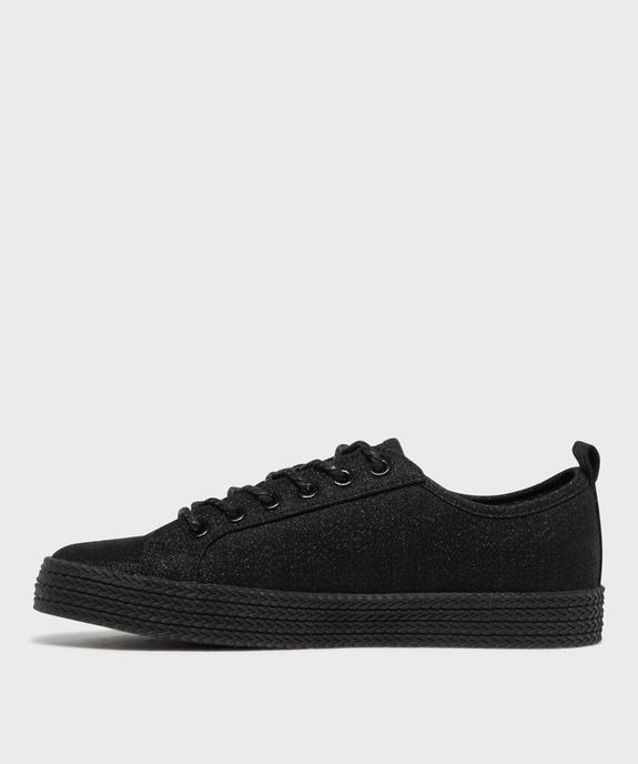 Baskets en toile à lacets avec épaisse semelle femme vue3 - FOLLOW ME G4G - GEMO