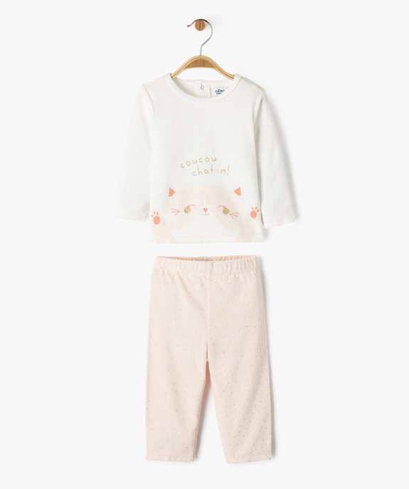 Pyjama en velours 2 pièces imprimées bébé vue1 - GEMO 4G BEBE - GEMO