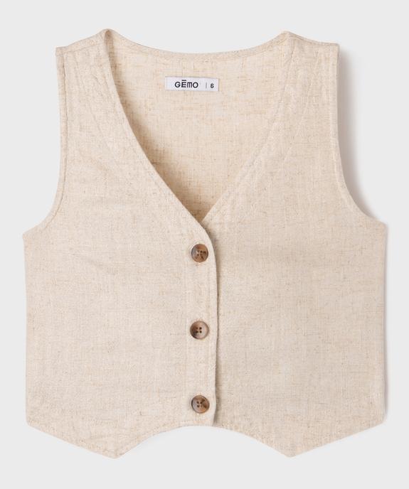 Gilet sans manches en viscose et lin pailleté fille vue5 - GEMO (ENFANT) - GEMO