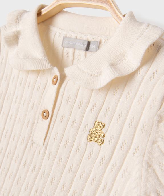 Polo manches courtes en maille ajouré et col Claudine bébé fille - LuluCastagnette vue2 - LULUCASTAGNETTE - GEMO