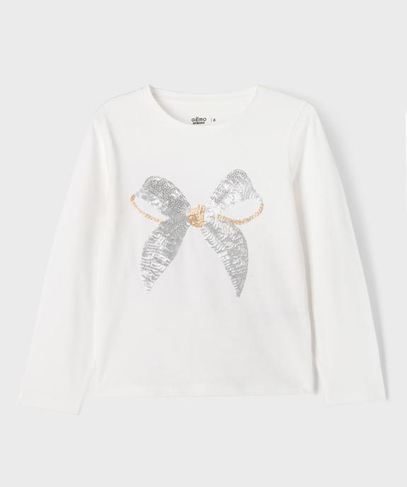 Tee-shirt manches longues à sequins brillants fille vue1 - GEMO 4G FILLE - GEMO