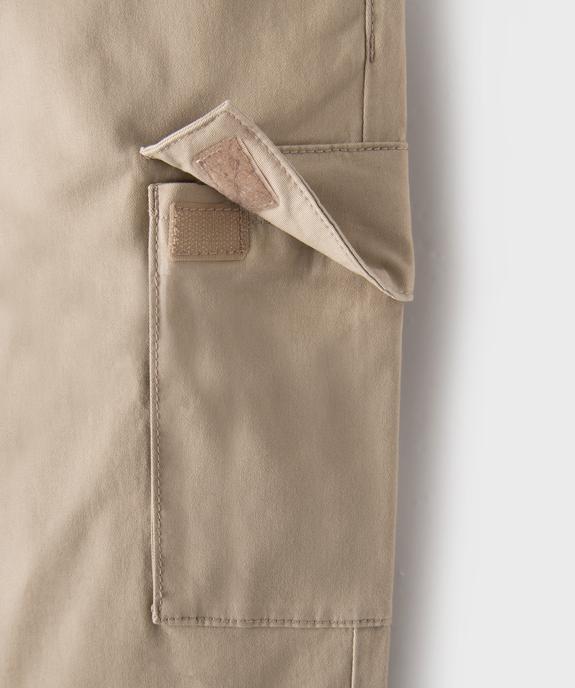 Pantalon cargo jogger en coton stretch à taille élastiquée garçon vue3 - GEMO (JUNIOR) - GEMO