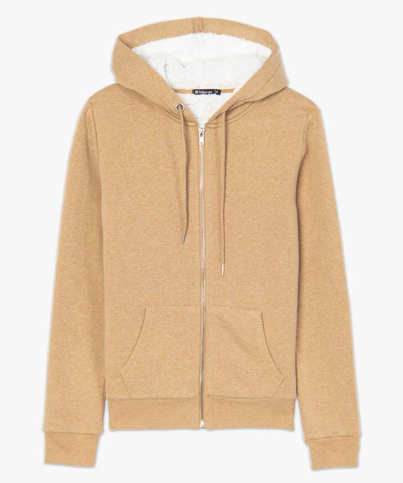 Sweat femme à capuche doublé sherpa et zippé sur l'avant vue4 - FOLLOW ME - GEMO