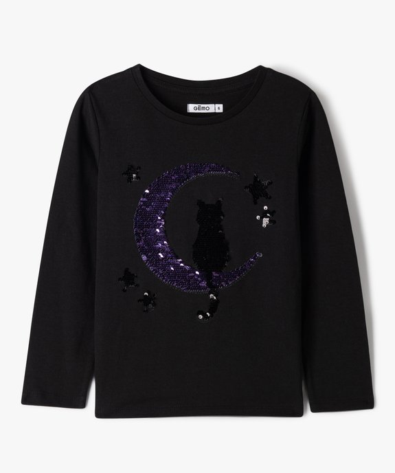 Tee-shirt à manches longues avec motifs à sequins fille vue2 - GEMO (ENFANT) - GEMO