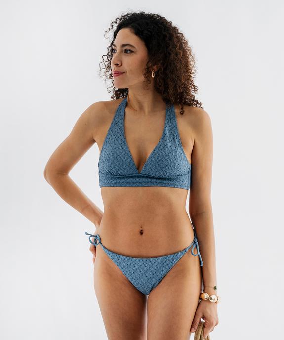 Bas de maillot de bain culotte avec liens à nouer sur les hanches femme vue3 - GEMO (PLAGE) - GEMO