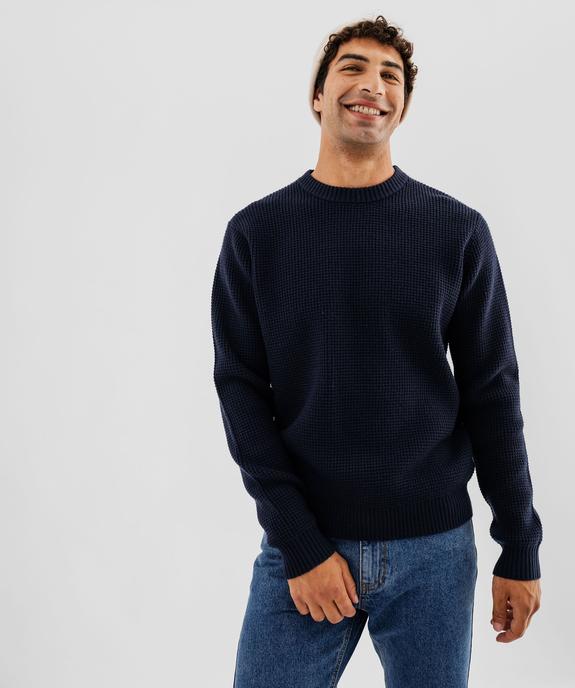 Pull en maille fantaisie à col rond homme vue2 - GEMO (HOMME) - GEMO