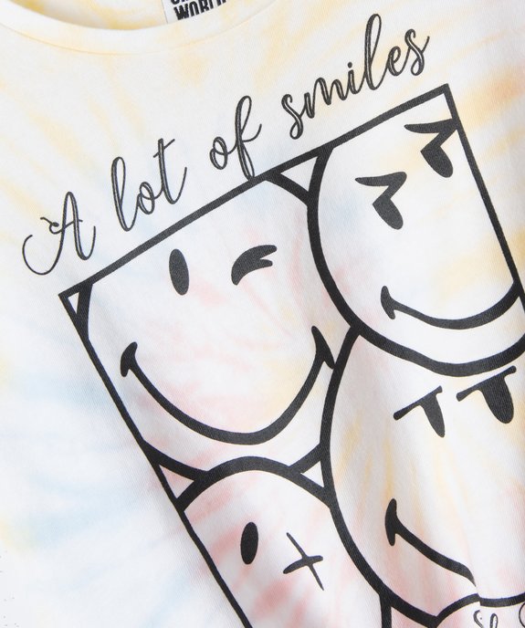 Tee-shirt fille à manches courtes avec motif Smiley - Smiley World vue2 - SMILEY - GEMO