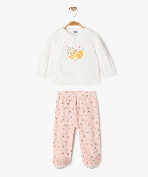 Ensemble 2 pièces en velours imprimé fleuri bébé vue1 - GEMO(BB COUCHE) - GEMO