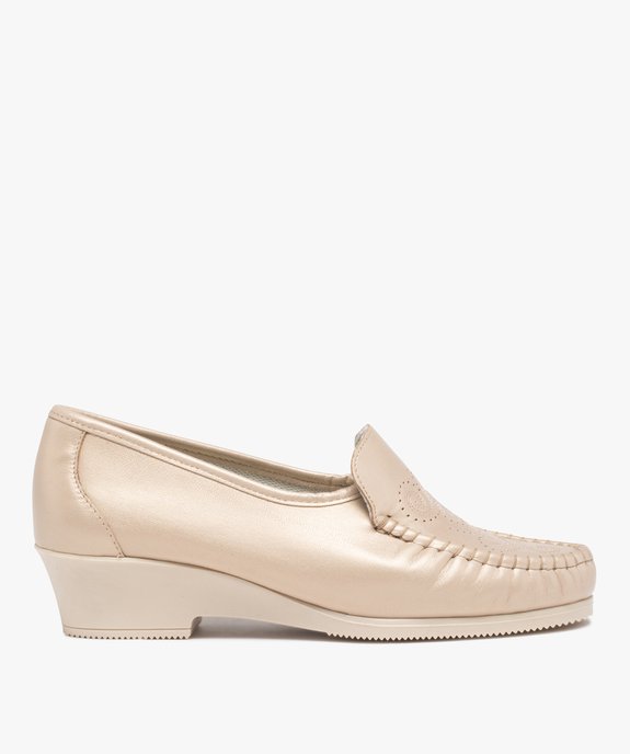 Mocassins femme confort unis dessus en cuir souple vue1 - GEMO 4G FEMME - GEMO
