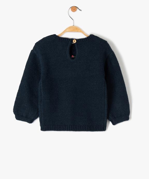 Pull bébé fille en grosse maille à broderies fleurs vue3 - GEMO(BEBE DEBT) - GEMO