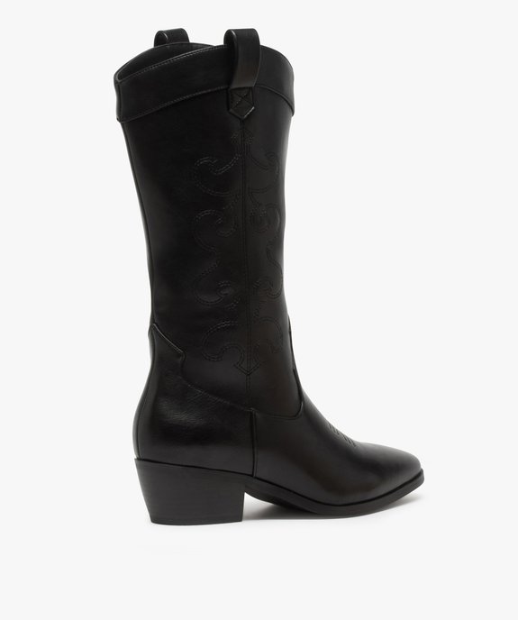 Bottes femme esprit santiags avec tige brodée vue4 - GEMO (CASUAL) - GEMO