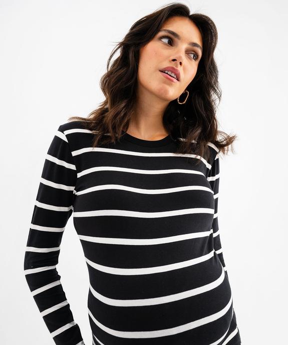 Robe de grossesse longue manches longues à rayures vue2 - GEMO (MATER) - GEMO