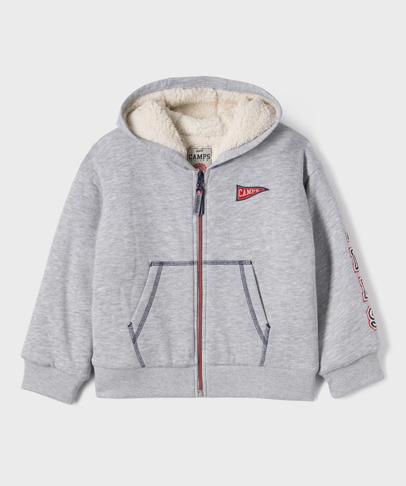 Sweat zippé à capuche avec doublure sherpa garçon - Camps United vue1 - CAMPS - GEMO