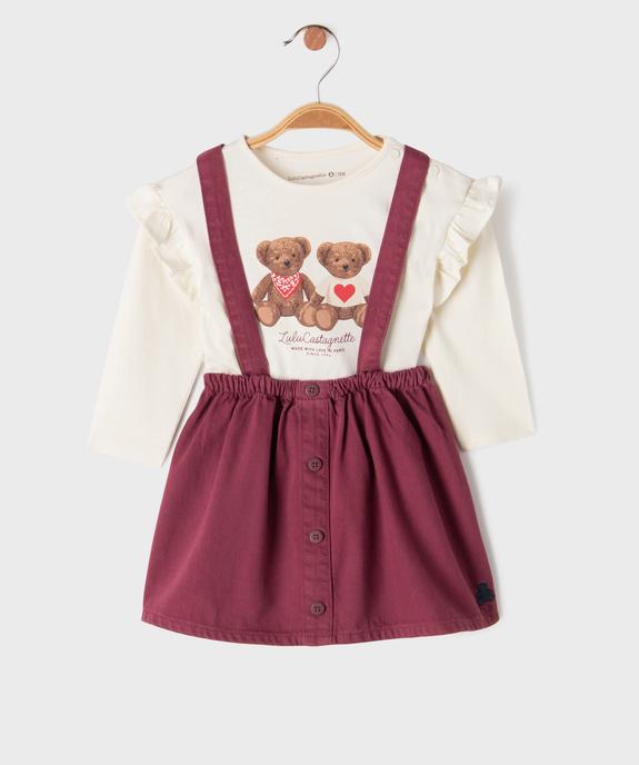 Ensemble 2 pièces bébé fille jupe à bretelles et tee-shirt - LuluCastagnette vue1 - LULU CASTAGNETTE G4G D - GEMO