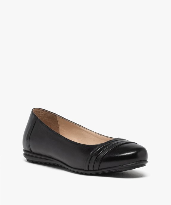 Ballerines femme confort en cuir uni avec semelle crantée vue2 - GEMO 4G FEMME - GEMO