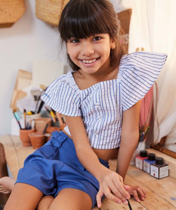 Chemise fille rayée avec manches volantées - LuluCastagnette vue5 - LULUCASTAGNETTE - GEMO