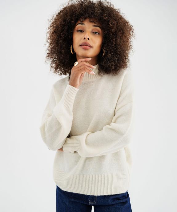 Pull ample à col montant en laine et mohair femme vue2 - GEMO(FEMME PAP) - GEMO