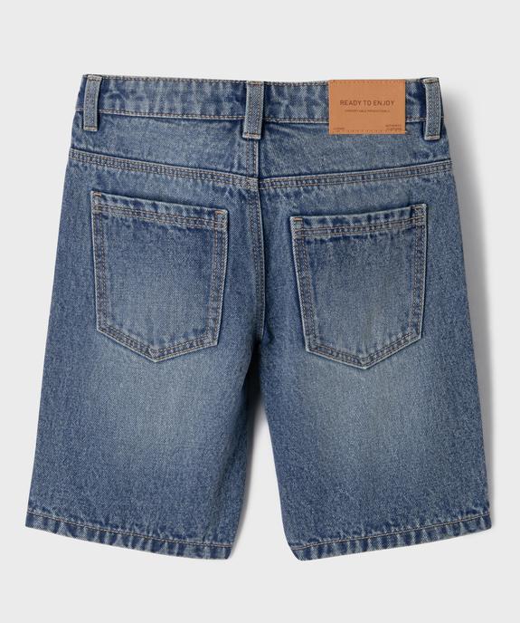 Bermuda en jean coupe skater en denim de coton délavé garçon vue4 - GEMO (ENFANT) - GEMO