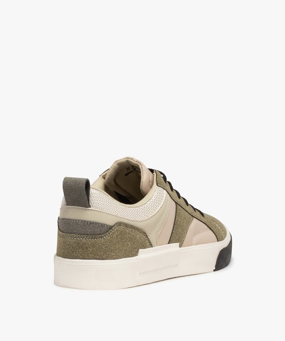 Baskets homme multicolores et multimatières à lacets vue4 - GEMO (CASUAL) - GEMO