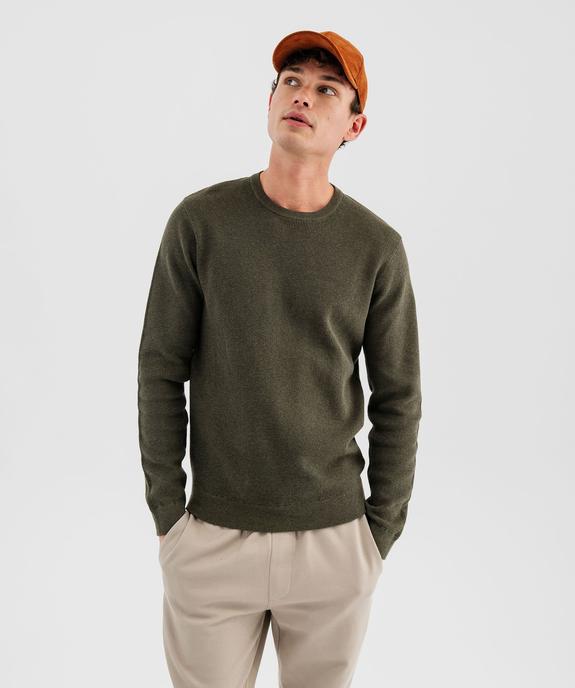 Pull col rond en coton uni homme vue1 - GEMO (HOMME) - GEMO