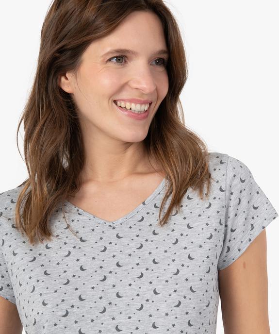 Chemise de nuit imprimée à manches courtes femme vue2 - GEMO 4G FEMME - GEMO