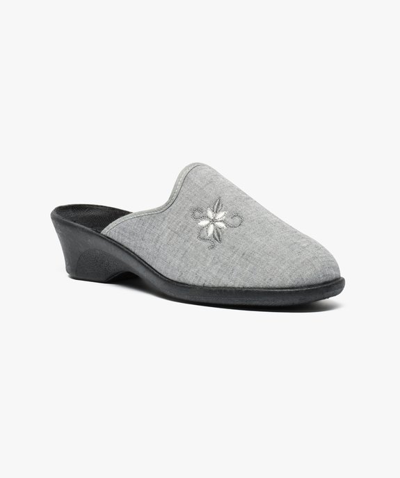 Mules d'intérieur avec motif brodé et petit talon vue2 - GEMO(HOMWR FEM) - GEMO
