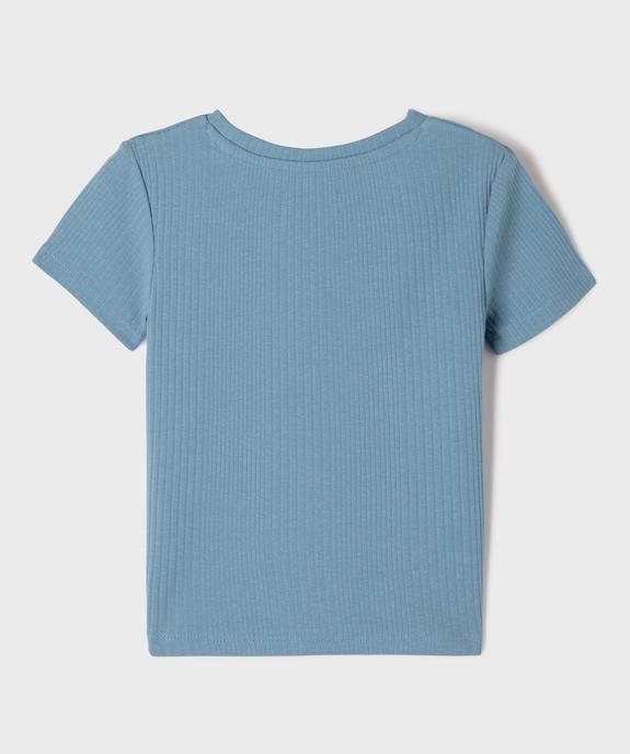 Tee-shirt manches courtes en maille côtelée fille vue4 - GEMO 4G FILLE - GEMO
