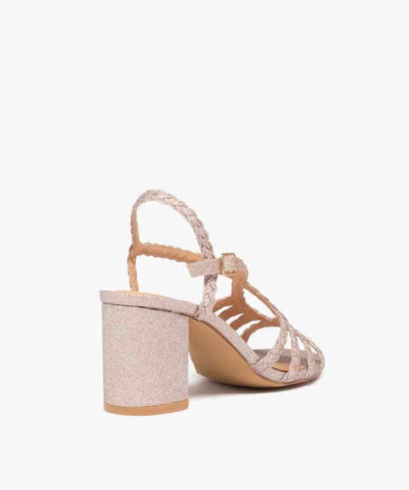 Sandales femme à talon à fines brides pailletées tressées vue5 - GEMO(URBAIN) - GEMO