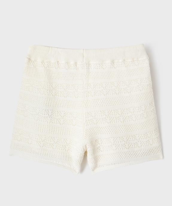 Short en maille ajourée avec ceinture élastique fille vue3 - GEMO (ENFANT) - GEMO