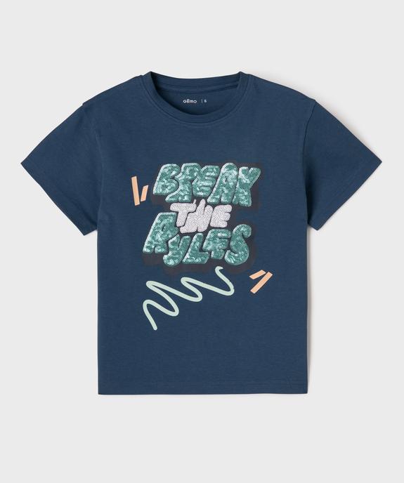 Tee-shirt manches courtes avec motif en sequins garçon vue1 - GEMO (ENFANT) - GEMO