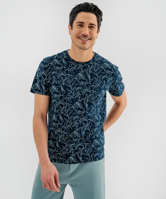 Tee-shirt manches courtes à motif feuillage homme vue1 - GEMO 4G HOMME - GEMO