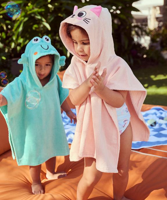 Cape de bain à capuche bébé fille motif chaton vue4 - GEMO 4G BEBE - GEMO
