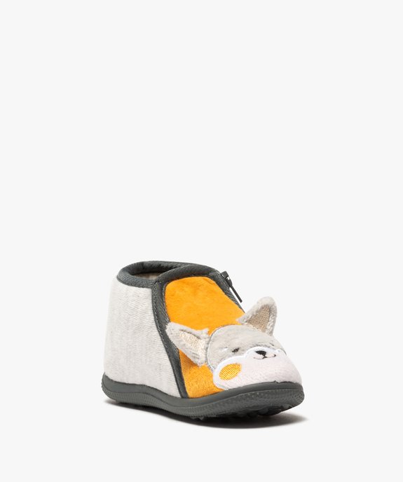 Chaussons bébé garçon bottillons en velours motif chien vue2 - GEMO 4G BEBE - GEMO