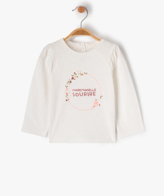 Tee-shirt manches longues fantaisie brodé bébé fille vue1 - GEMO(BEBE DEBT) - GEMO