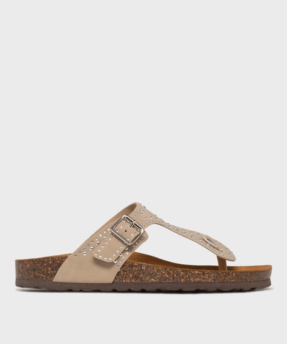 Claquettes à entredoigts semelle intérieure cuir avec strass femme vue1 - VALENTINA BALDA - GEMO