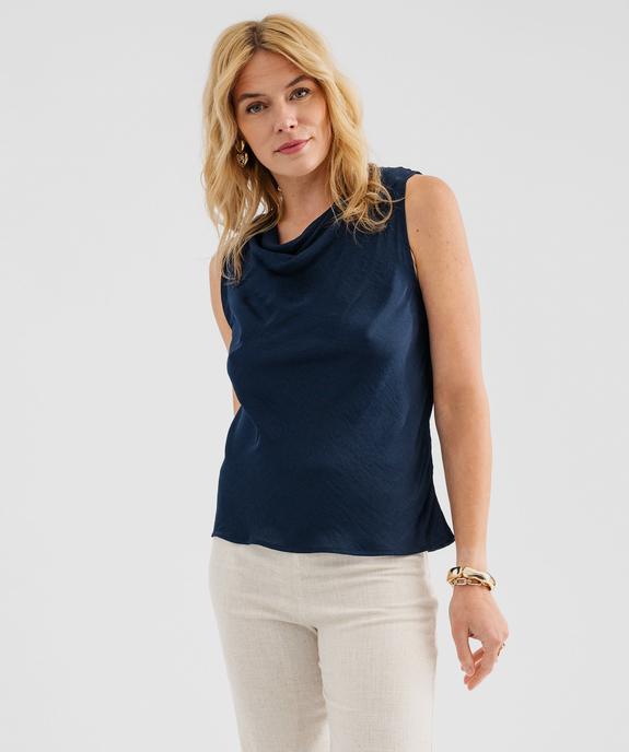 Blouse sans manches en satin à col bénitier femme vue1 - GEMO(FEMME PAP) - GEMO