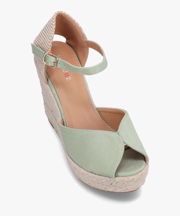 Sandales femme compensées en corde dessus satin uni vue5 - SANS MARQUE - GEMO