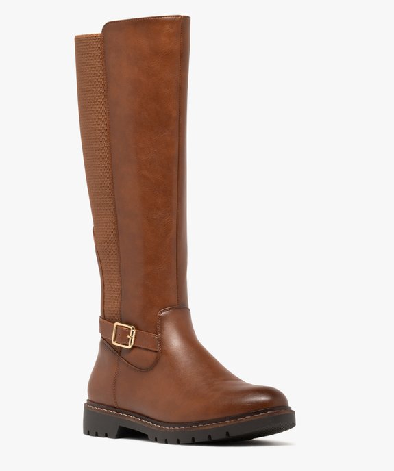 Bottes femme cavalières avec parties élastiques et boucle fantaisie vue2 - GEMO (CASUAL) - GEMO