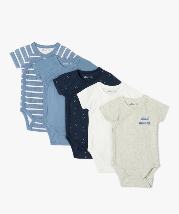 Body bébé à manches courtes fermeture croisée (lot de 5) vue1 - GEMO 4G BEBE - GEMO